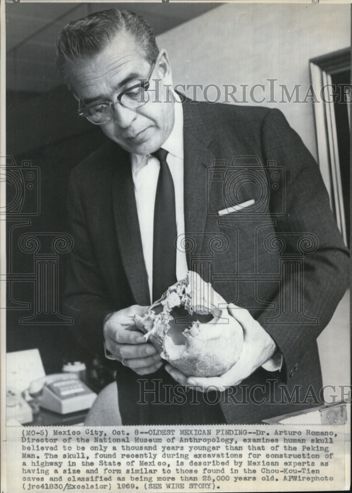 1969 Wire Photo Dr. Arturo Romano,National Museum of Anthropology Director - Historic Images