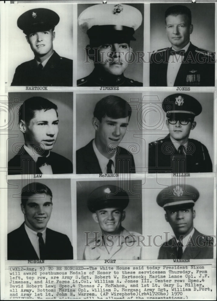 1970 Press Photo The servicemen to be awarded are Hartsock, Jimenez, Jones III - Historic Images