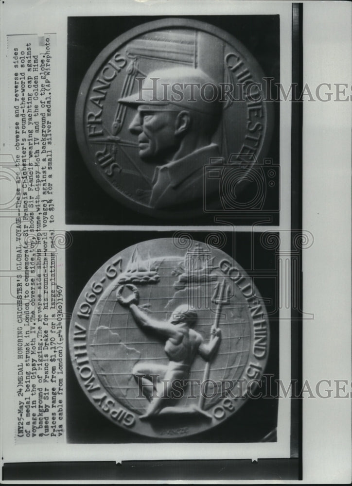 1967 Press Photo The Obverse and Reverse Sides of a Medal Struck in London - Historic Images