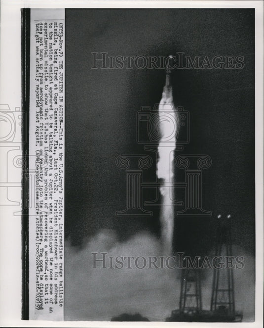 1957 Press Photo The US Army's Jupiter Intermediate Range Ballistic Missile - Historic Images