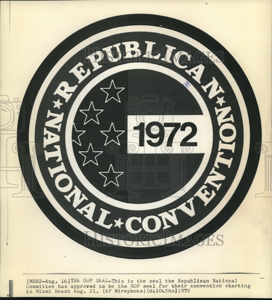 1972 Press Photo The National Republican Committee Seal approved to be the GOP - Historic Images