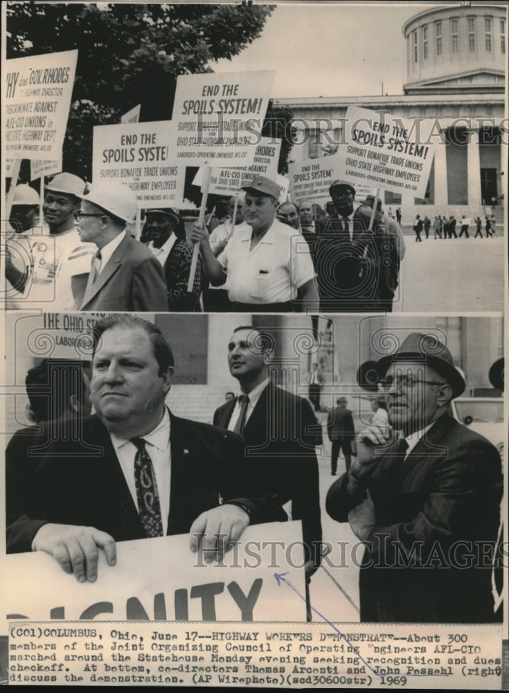 1969 Press Photo Thomas Arconti and John Possell at the AFL CIO demonstrations - Historic Images