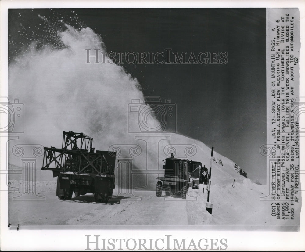 1962 Press Photo The Rotary plow clearing The U.S. Highway 6 - Historic Images