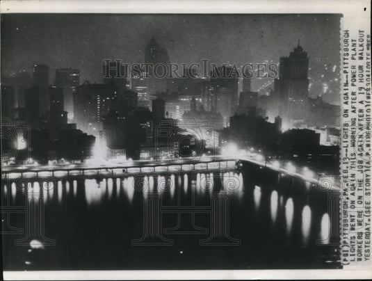 1946 Press Photo Pittsburg lights went on again this after powerplant workers - Historic Images