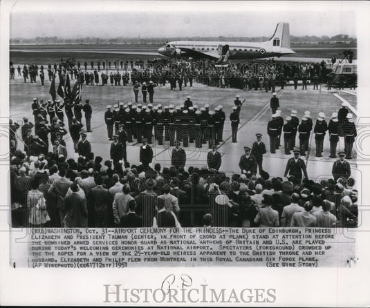 1951 Press Photo The Duke of Edinburgh, Princess Elizabeth and Pres. Truman - Historic Images