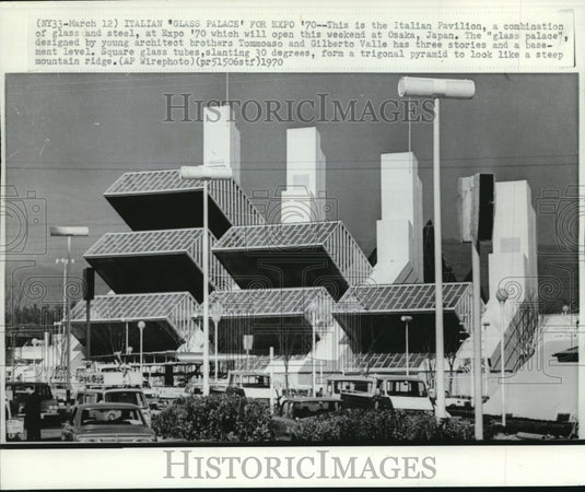 1970 Wire Photo The Italian Pavillion Glass and Steel at Expo '70 at Osaka Japa - Historic Images