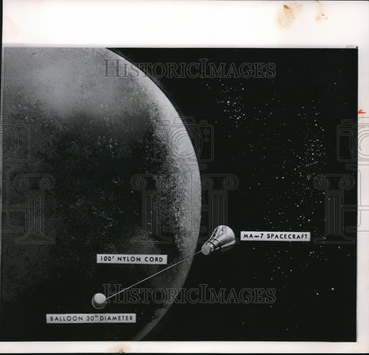 1962 A balloon is to be released from Astronaut Carpenter's craft - Historic Images
