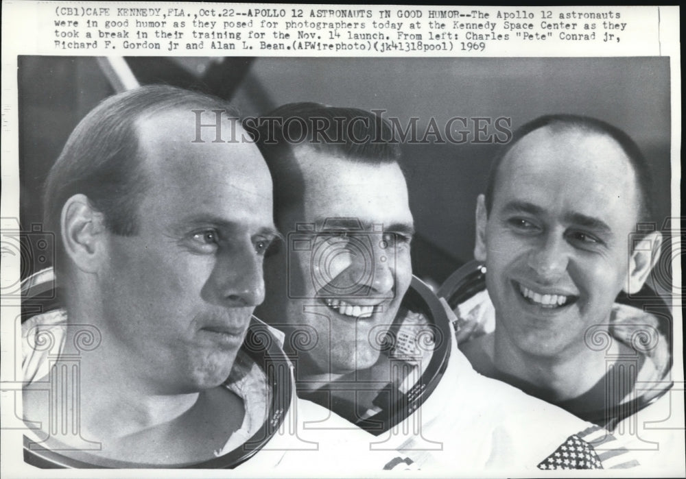 1969 Press Photo Apollo 12 astronauts, Charles Conrad Jr.,Richard Gordon, Bean - Historic Images