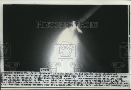 1968 Press Photo Delta Rocket lunged off course and exploded. - Historic Images