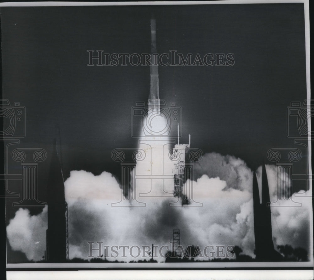 1968 Press Photo Intelsat 3, most powerful communications payload launch in Fla - Historic Images