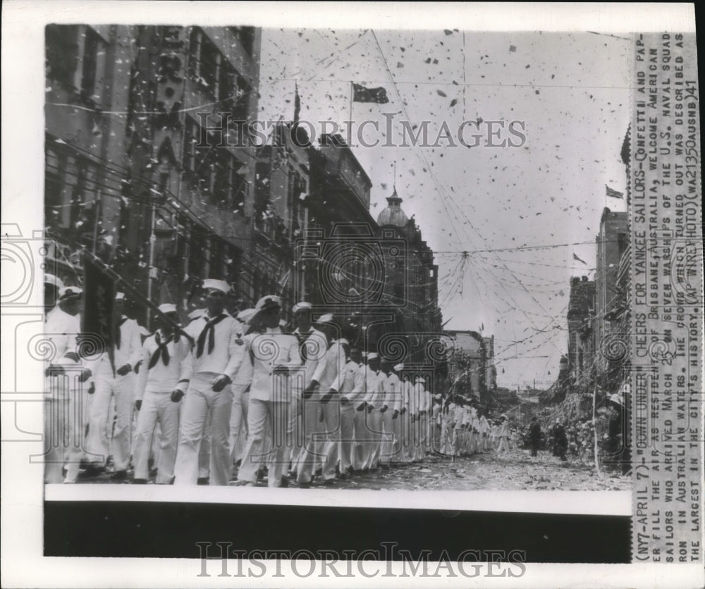 1941 Wire Photo American Sailors arrive on seven warship in Australian Waters - Historic Images