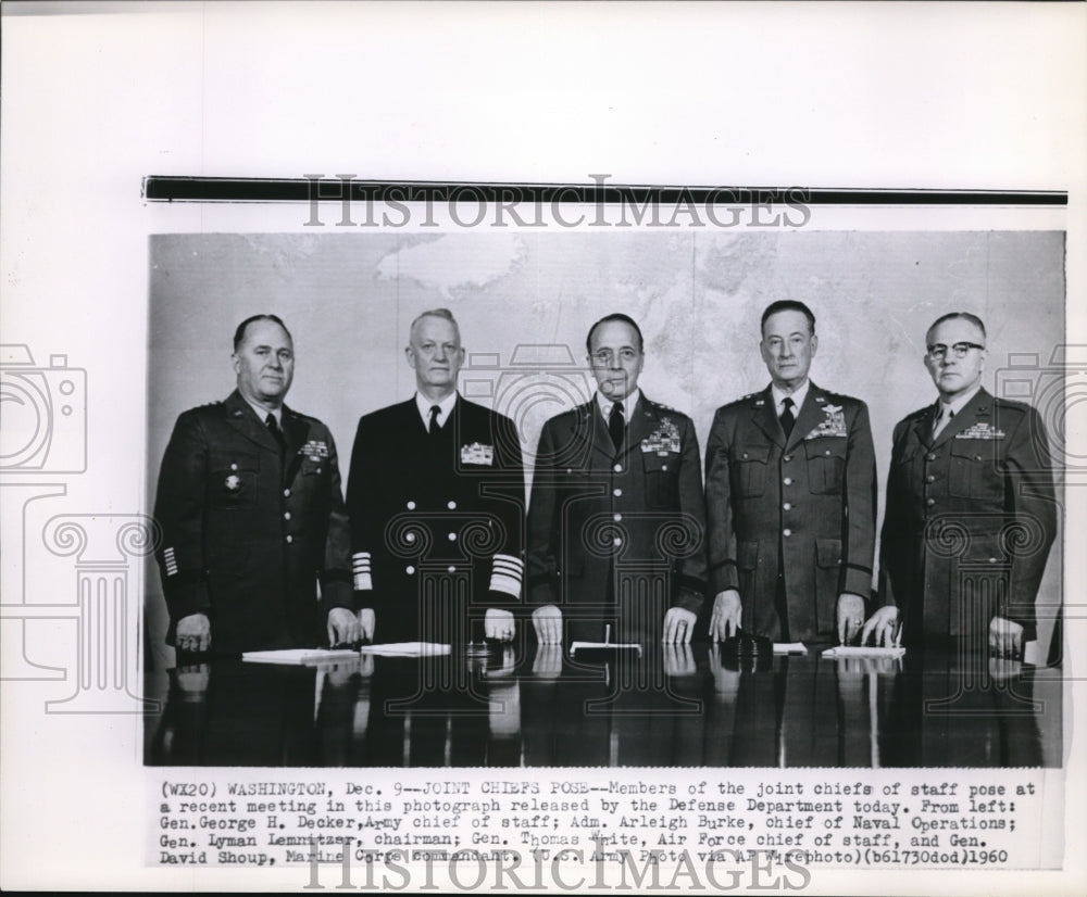 1961 Press Photo Gen. George Decker, Burke, lemnitzar, White and Gen. D. Shoup - Historic Images