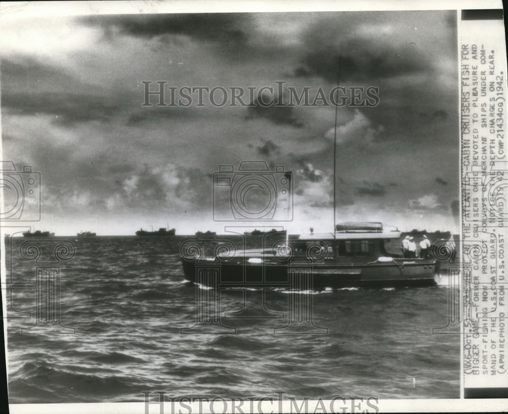 1942 Press Photo Former Cabin Cruisers as it protect the convoy of merchant ship - Historic Images