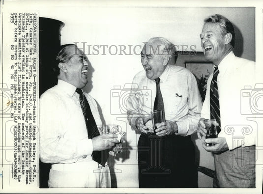 1973 Press Photo Sen Joseph Monteya, Sen Sam Ervin Jr & Sen Edward Gurney - Historic Images