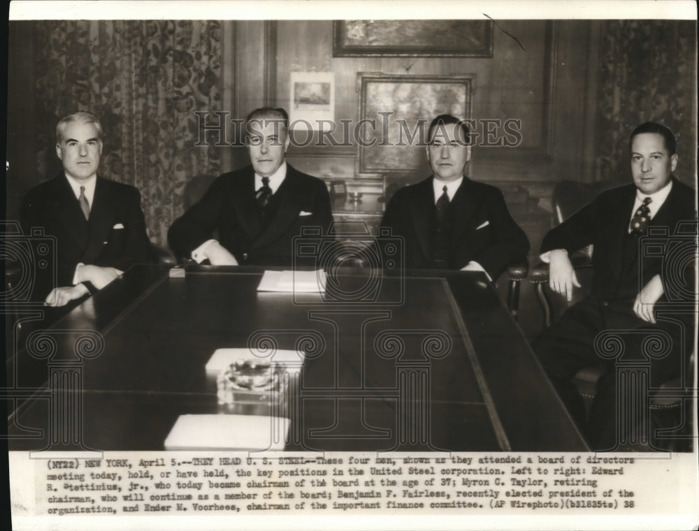 1938 Press Photo M. Taylor, B. fairless, E. Voorhees and E. Stettinius Jr. - Historic Images