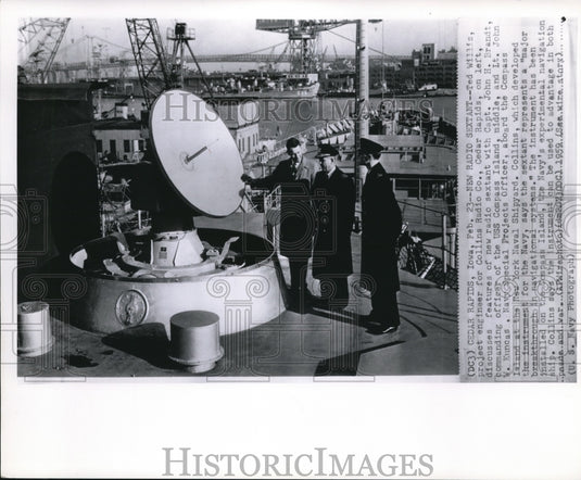 1959 Press Photo New Radio Sextant installed on Compass Island for peace & war - Historic Images