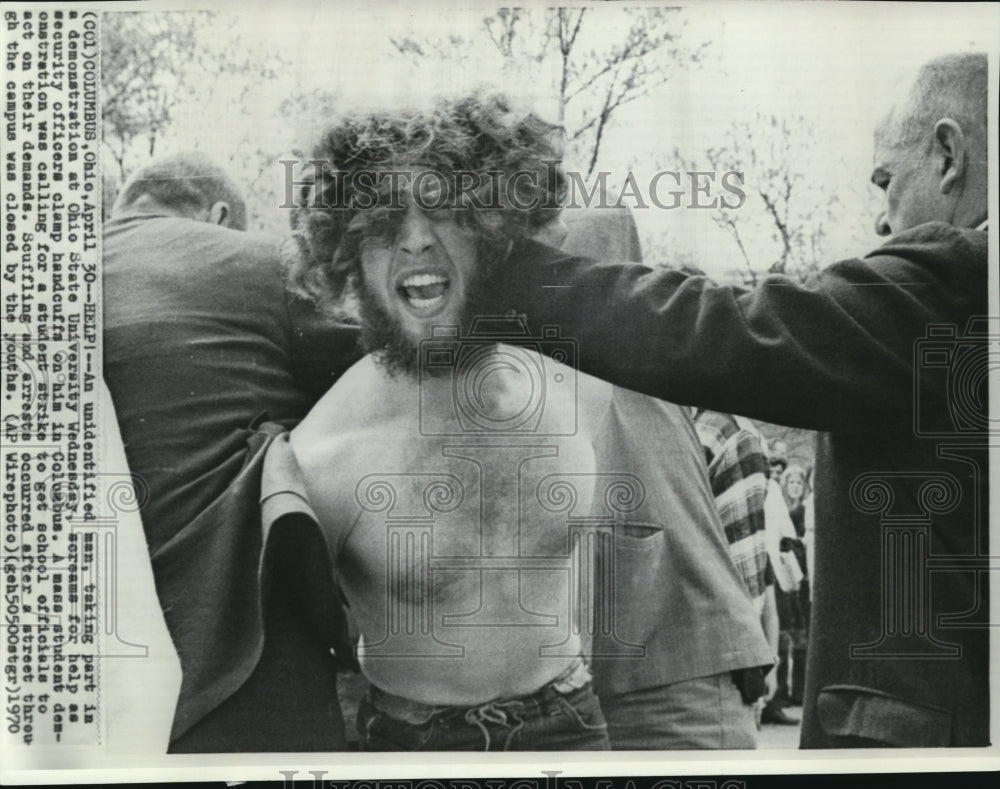 1970 Press Photo Student striker was arrested at the Ohio State University rally - Historic Images