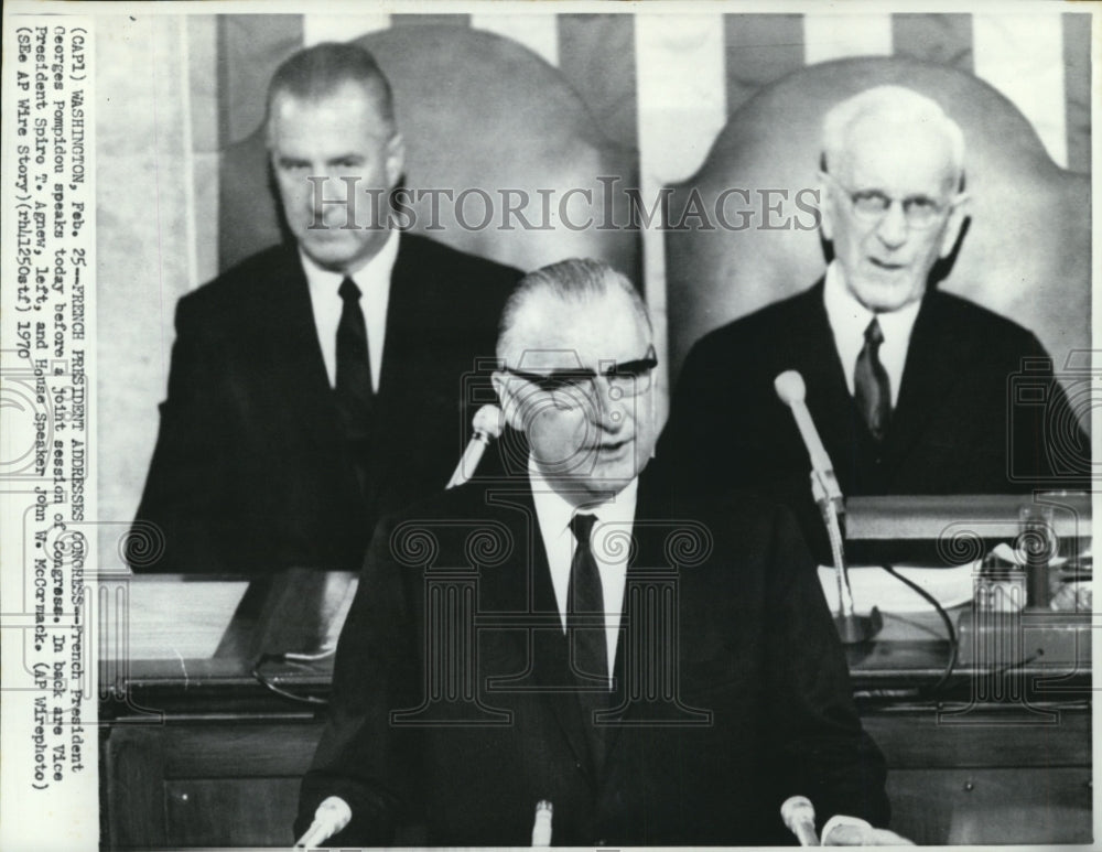 1970 Press Photo French Pres Georges Pompidou before a joint session of Congress - Historic Images