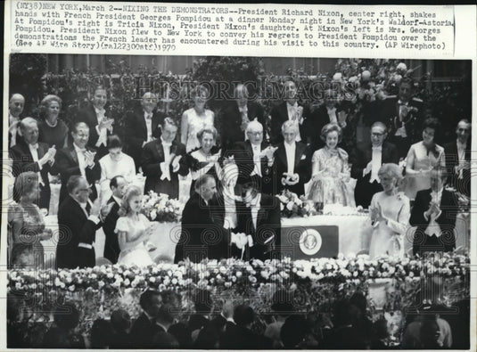 1970 Press Photo Nixon&Pompidou in dinner at New York's Waldorf-Astoria - Historic Images
