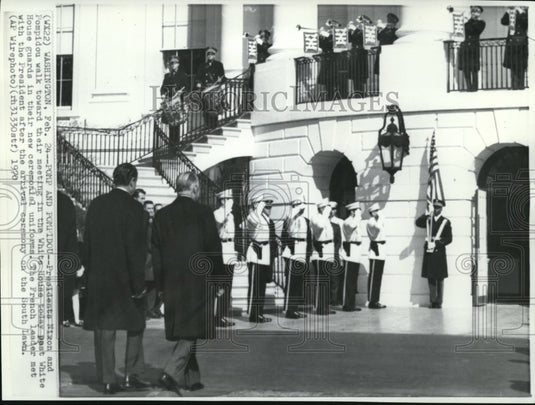 1970 Press Photo Pres. NIxon & Pompidou at White House for meeting in uniforms - Historic Images