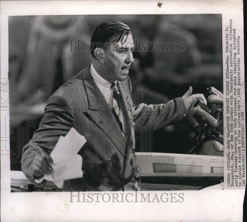 1952 Press Photo Rep. Franklin D. Roosevelt Jr., of New York - Historic Images