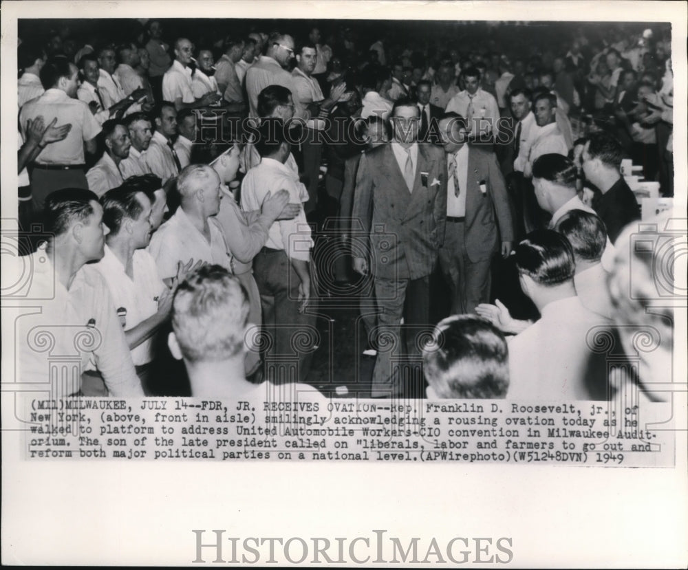 1949 Press Photo Rep. Franklin D.Roosevelt Jr. of N.Y. adresses at UAW. - Historic Images