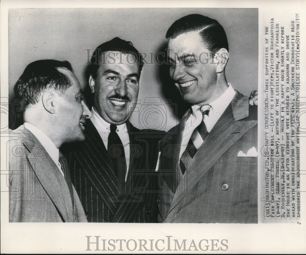 1950 Press Photo Rep.Victor Marcantonia,Adam Powell and Franklin D. Roosevelt Jr - Historic Images