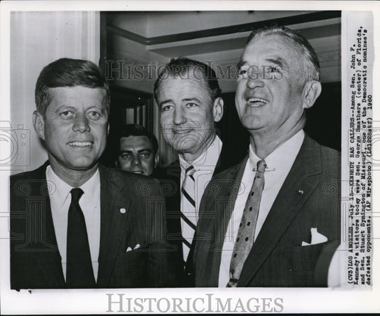 1960 Press Photo Sen. Kennedy's visitors are Sen. Smathers & Sen. Symington - Historic Images