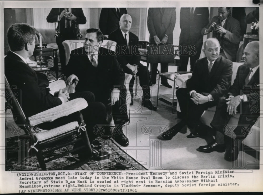 1961 Press Photo President Kennedy and Soviet Foreign Minister Andrew Gromyko - Historic Images