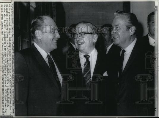 1968 Press Photo Atty Gen William Saxbe, Chairman Ray Bliss & Gov James Rhodes - Historic Images