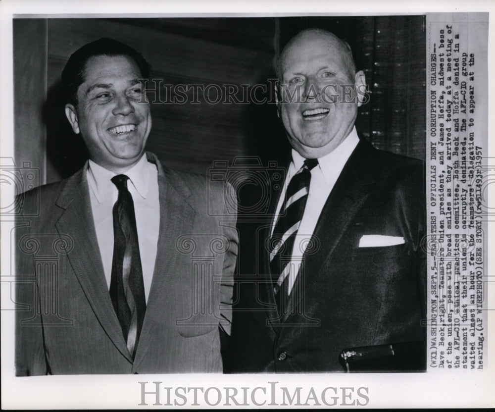 1957 Beck&amp;Hoffa deny corruption charges in meeting ofAFL-CIOcommitte - Historic Images