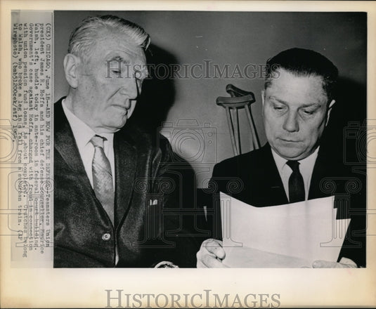 1964 Press Photo James R. Hoffa, Teamsters UnioN Pres. and Atty.Maurice Walsh - Historic Images