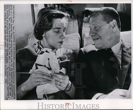 1964 Gov.Nelson Rockefeller of New York Gets in a Word with His Wife - Historic Images