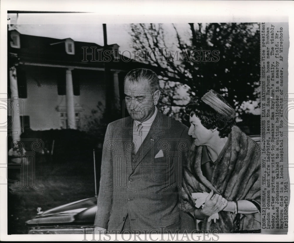 1961 Press Photo Vice President Lyndon Johnson and Wife Ladybird leave the - Historic Images