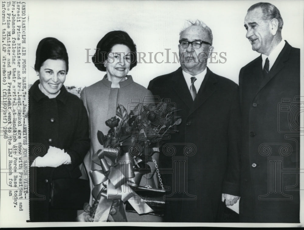 1968 Press Photo Prime Minister and Mrs.Levi Eshkol Shown with Pres. Johnson - Historic Images