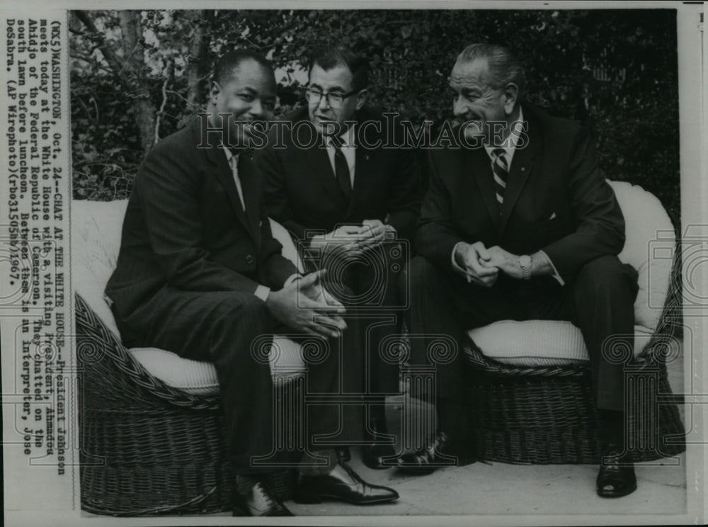 1967 Press Photo Pres.Johnson Meets at the White House with Pres.Ahmadou Ahidjo - Historic Images