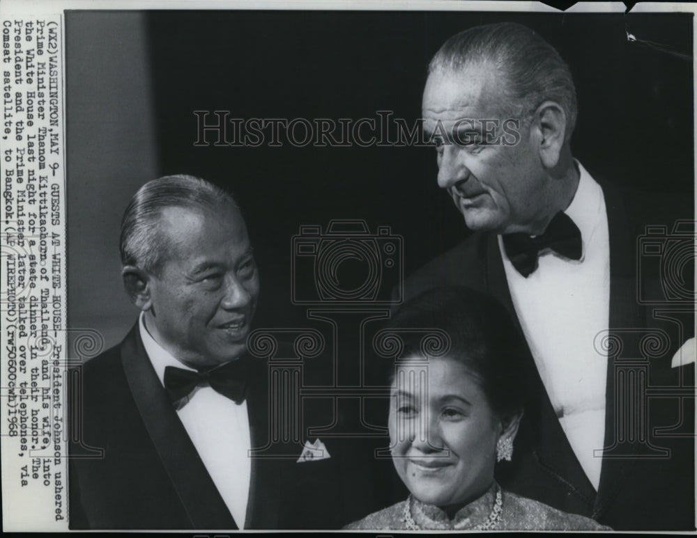 1968 Press Photo President Johnson ushered Prime Minister Thanom Kittikachorn - Historic Images