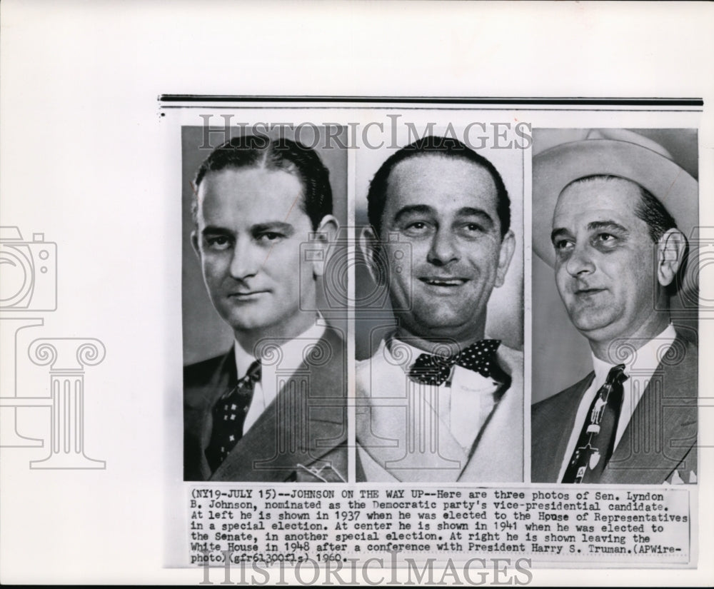 1960 Press Photo Here are three photos of Sen. Lyndon B. Johnson nominated as - Historic Images