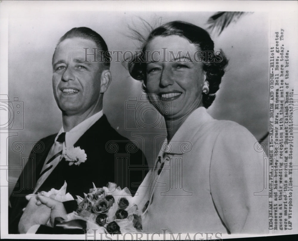 1951 Press Photo E. Roosevelt and His Bride Greeted Guests at their Reception - Historic Images