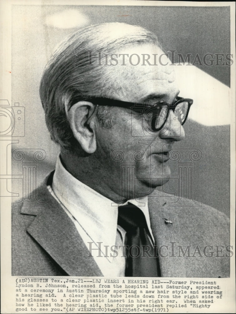 1971 Press Photo Former Pres.Lyndon B.Johnson Appeared at a Ceremony in Austin - Historic Images