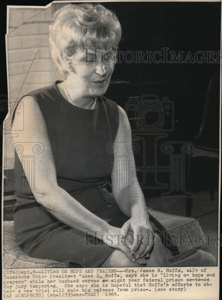 1969 Press Photo Mrs. James, wife of Teamsters Union President James R. Hoffa - Historic Images