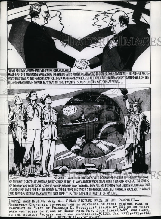 1943 Press Photo Roosevelt-Churchill co-operation in featured on final picture - Historic Images