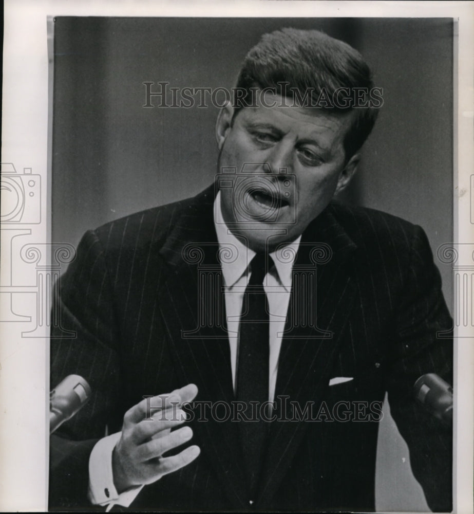 1961 Press Photo President Kennedy At Television News Conference - Historic Images