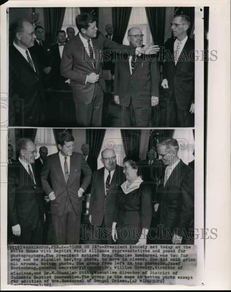 1961 Press Photo Pres Kennedy at White House with Baptist World Alliance - Historic Images