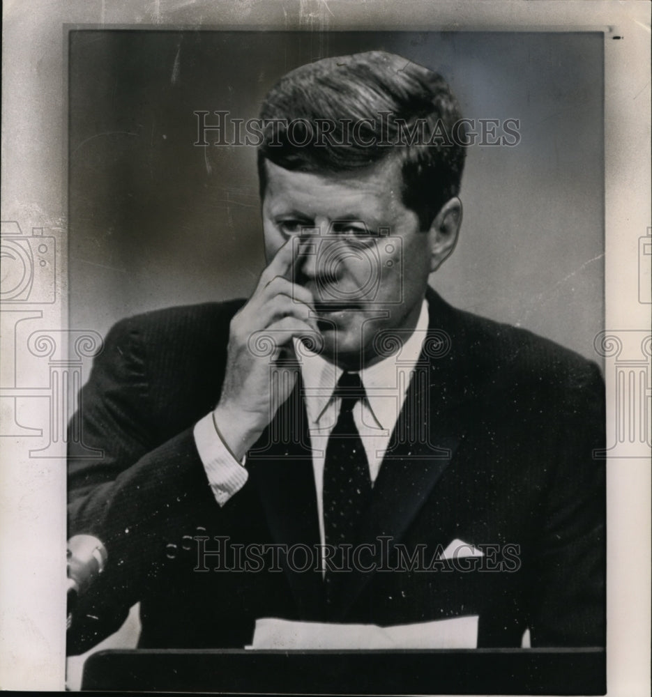 1961 Press Photo Kennedy announces action in Vietnam at news conference in NSDA - Historic Images