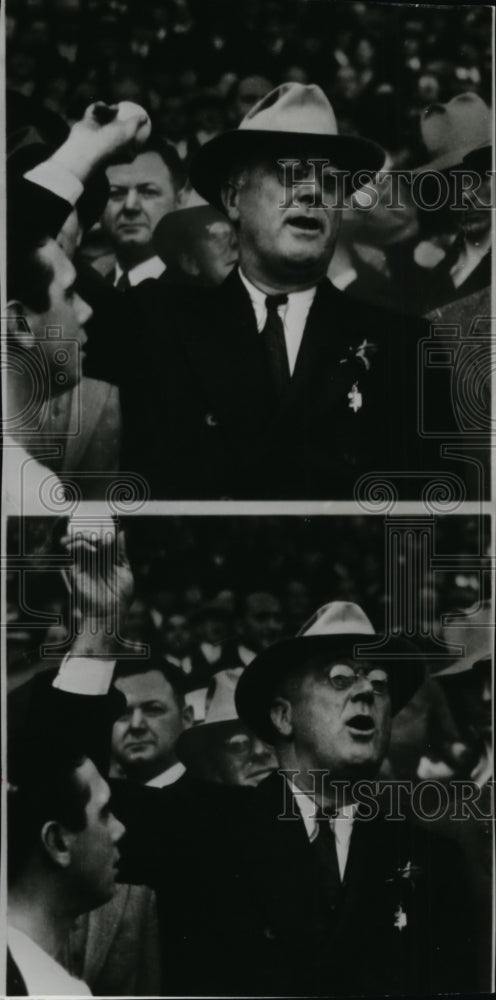 1936 Press Photo Frankiln D. Roosevelt holding a baseball ball - Historic Images