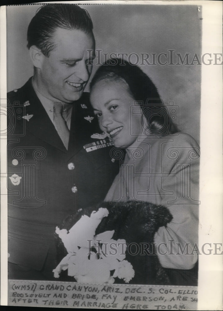 Press Photo Col. Roosevelt & Faye Emerson's marriage - Historic Images