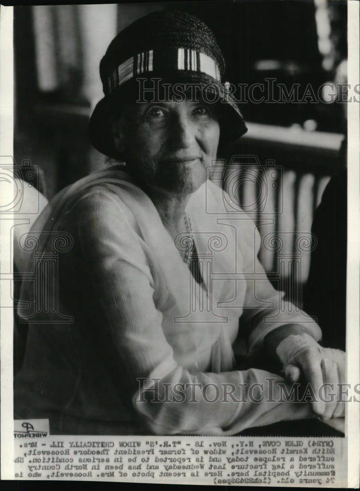 1935 Press Photo Mrs.Roosevelt gets leg fracture&admit at N. Country Comm. Hosp. - Historic Images