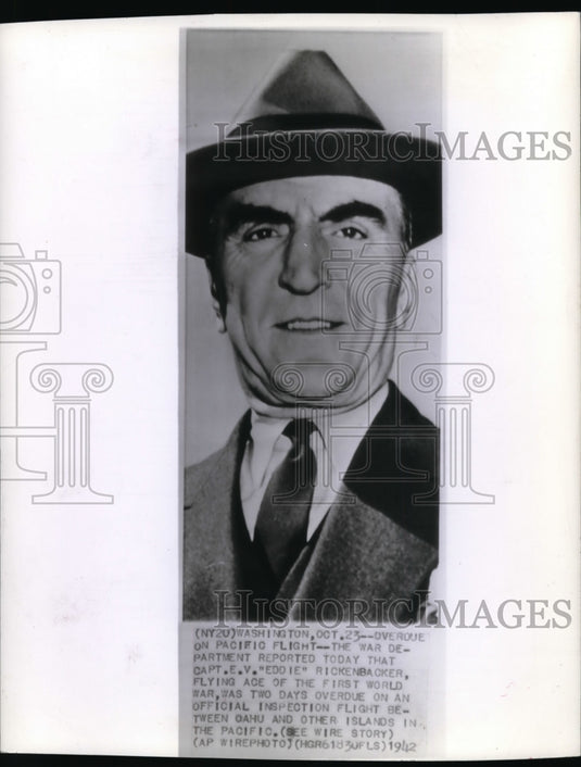 1942 Press Photo Rickenbacker is 2 days overdue on inspectionflight in Oahu&Pac. - Historic Images