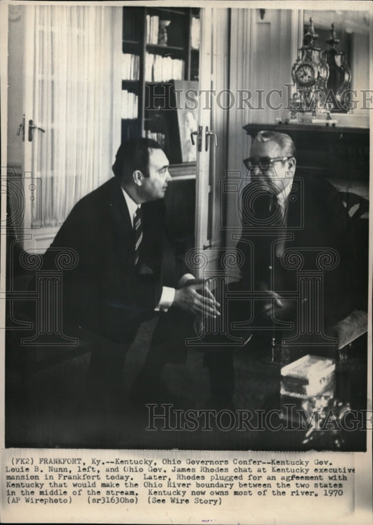 1970 Press Photo Kentucky Gov Louie Nunn & Ohio Gov James Rhodes confer - Historic Images